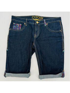Vintage Coogi Jean Shorts 13 Blue Bermuda Multicolor Embellished